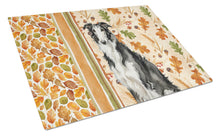 Load image into Gallery viewer, Black and White Borzoi Heirloom Fall Glass Cutting Board