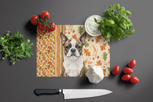 Load image into Gallery viewer, Brindle Boston Terrier Heirloom Fall Glass Cutting Board