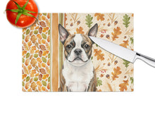 Load image into Gallery viewer, Brindle Boston Terrier Heirloom Fall Glass Cutting Board