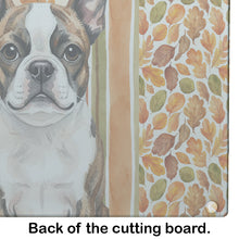 Load image into Gallery viewer, Brindle Boston Terrier Heirloom Fall Glass Cutting Board