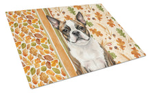 Load image into Gallery viewer, Brindle Boston Terrier Heirloom Fall Glass Cutting Board