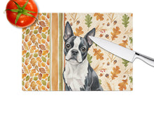 Load image into Gallery viewer, Boston Terrier Heirloom Fall Glass Cutting Board