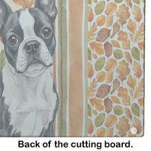 Load image into Gallery viewer, Boston Terrier Heirloom Fall Glass Cutting Board