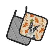 Load image into Gallery viewer, Boston Terrier Heirloom Fall Pair of Pot Holders