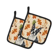 Load image into Gallery viewer, Boston Terrier Heirloom Fall Pair of Pot Holders