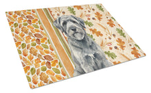 Load image into Gallery viewer, Gray Bouvier des Flandres Heirloom Fall Glass Cutting Board