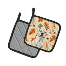 Load image into Gallery viewer, White Boxer Heirloom Fall Pair of Pot Holders