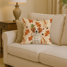 Load image into Gallery viewer, Orange and White Brittany Heirloom Fall Throw Pillow