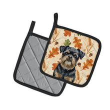 Load image into Gallery viewer, Black and Tan Brussels Griffon Heirloom Fall Pair of Pot Holders