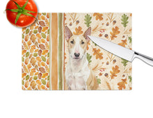 Load image into Gallery viewer, Fawn and White Bull Terrier Heirloom Fall Glass Cutting Board