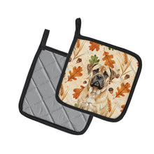 Load image into Gallery viewer, Bullmastiff Heirloom Fall Pair of Pot Holders