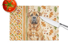 Load image into Gallery viewer, Red Bullmastiff Heirloom Fall Glass Cutting Board