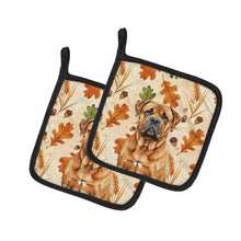 Load image into Gallery viewer, Red Bullmastiff Heirloom Fall Pair of Pot Holders