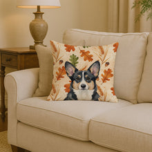 Load image into Gallery viewer, Black and White Cardigan Welsh Corgi Heirloom Fall Throw Pillow