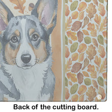 Load image into Gallery viewer, Blue Merle Cardigan Welsh Corgi Heirloom Fall Glass Cutting Board