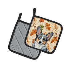 Load image into Gallery viewer, Blue Merle Cardigan Welsh Corgi Heirloom Fall Pair of Pot Holders