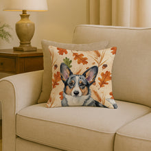 Load image into Gallery viewer, Blue Merle Cardigan Welsh Corgi Heirloom Fall Throw Pillow