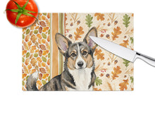Load image into Gallery viewer, Brindle Cardigan Welsh Corgi Heirloom Fall Glass Cutting Board