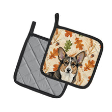 Load image into Gallery viewer, Brindle Cardigan Welsh Corgi Heirloom Fall Pair of Pot Holders