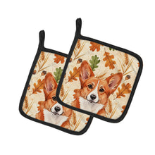 Load image into Gallery viewer, Red Cardigan Welsh Corgi Heirloom Fall Pair of Pot Holders