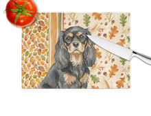 Load image into Gallery viewer, Black and Tan Cavalier Spaniel Heirloom Fall Glass Cutting Board