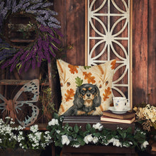 Load image into Gallery viewer, Black and Tan Cavalier Spaniel Heirloom Fall Throw Pillow