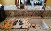 Load image into Gallery viewer, Tricolor Cavalier Spaniel Heirloom Fall Dish Drying Mat