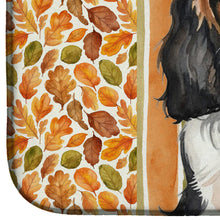 Load image into Gallery viewer, Tricolor Cavalier Spaniel Heirloom Fall Dish Drying Mat