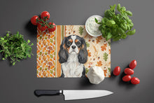 Load image into Gallery viewer, Tricolor Cavalier Spaniel Heirloom Fall Glass Cutting Board