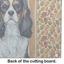 Load image into Gallery viewer, Tricolor Cavalier Spaniel Heirloom Fall Glass Cutting Board