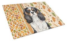 Load image into Gallery viewer, Tricolor Cavalier Spaniel Heirloom Fall Glass Cutting Board