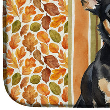Load image into Gallery viewer, Black and Tan Chihuahua Heirloom Fall Dish Drying Mat