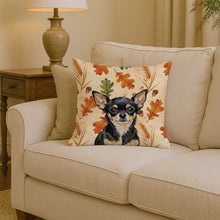 Load image into Gallery viewer, Black and Tan Chihuahua Heirloom Fall Throw Pillow