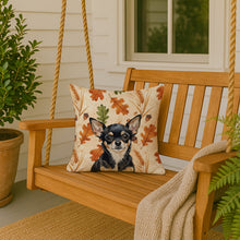 Load image into Gallery viewer, Black and Tan Chihuahua Heirloom Fall Throw Pillow