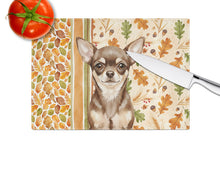 Load image into Gallery viewer, Chocolate Chihuahua Heirloom Fall Glass Cutting Board