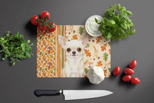 Load image into Gallery viewer, Cream Chihuahua Heirloom Fall Glass Cutting Board