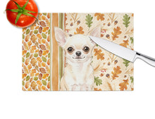 Load image into Gallery viewer, Cream Chihuahua Heirloom Fall Glass Cutting Board