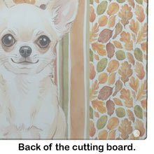 Load image into Gallery viewer, Cream Chihuahua Heirloom Fall Glass Cutting Board