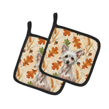 Load image into Gallery viewer, Hairless Chinese Crested Heirloom Fall Pair of Pot Holders