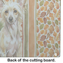 Load image into Gallery viewer, Hairless Palomino Chinese Crested Heirloom Fall Glass Cutting Board