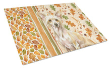 Load image into Gallery viewer, Hairless Palomino Chinese Crested Heirloom Fall Glass Cutting Board