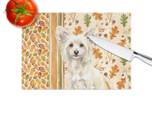 Load image into Gallery viewer, Powderpuff Chinese Crested Heirloom Fall Glass Cutting Board