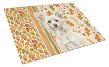 Load image into Gallery viewer, Powderpuff Chinese Crested Heirloom Fall Glass Cutting Board
