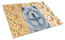 Load image into Gallery viewer, Blue Chow Chow Heirloom Fall Glass Cutting Board