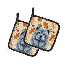 Load image into Gallery viewer, Blue Chow Chow Heirloom Fall Pair of Pot Holders