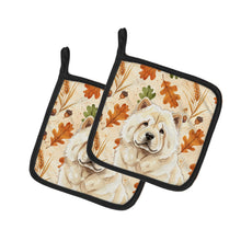 Load image into Gallery viewer, Cream Chow Chow Heirloom Fall Pair of Pot Holders