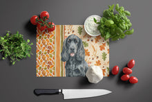 Load image into Gallery viewer, Black Cocker Spaniel Heirloom Fall Glass Cutting Board
