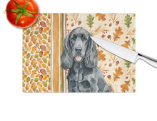 Load image into Gallery viewer, Black Cocker Spaniel Heirloom Fall Glass Cutting Board