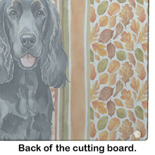 Load image into Gallery viewer, Black Cocker Spaniel Heirloom Fall Glass Cutting Board