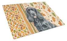 Load image into Gallery viewer, Black Cocker Spaniel Heirloom Fall Glass Cutting Board